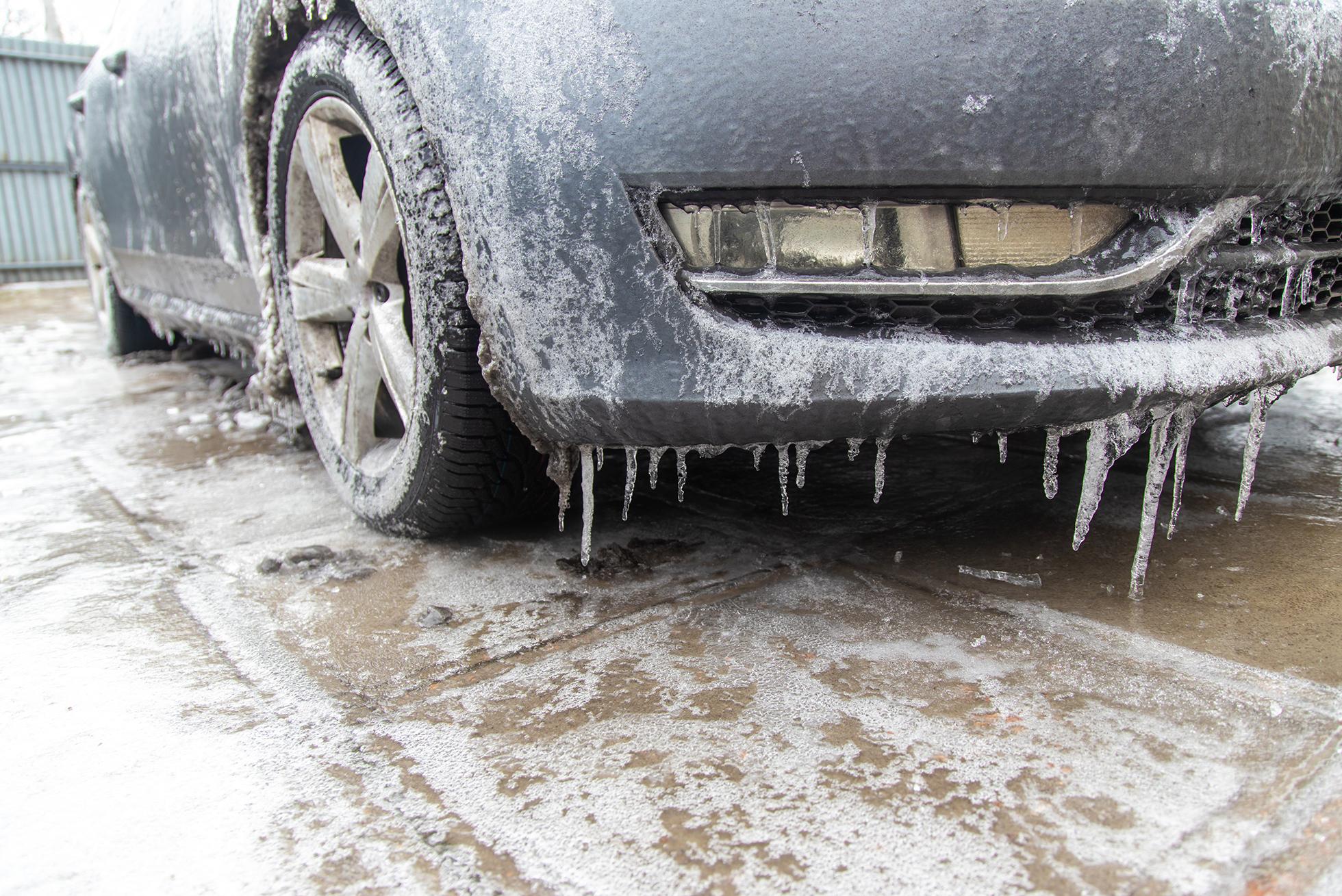 Car covered in ice